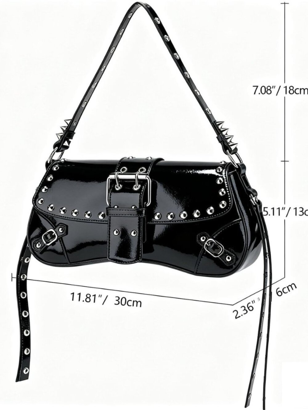 Women's Shoulder Bag Studded Punk Rivet Purse Y2K PU Leather Clutch Y2k Purses
